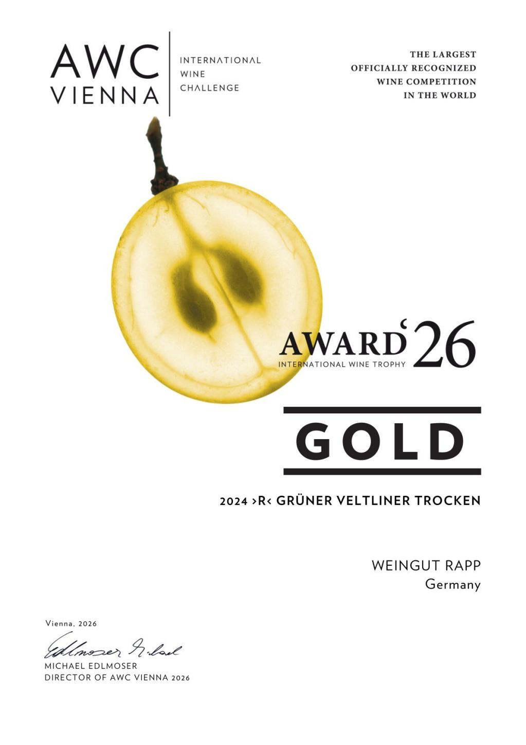 Urkunde Gold 2026