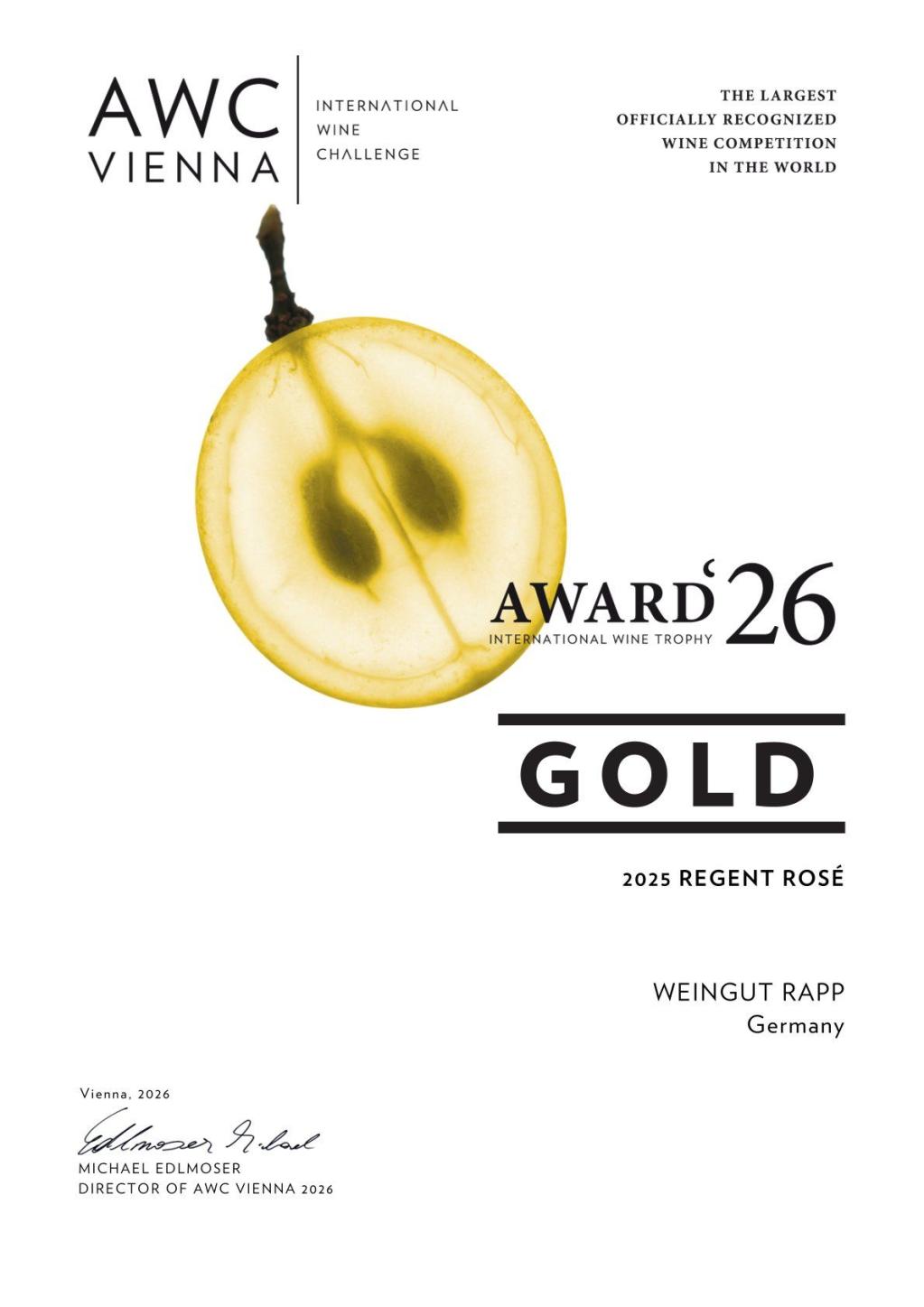 Urkunde Gold 2026 Regent