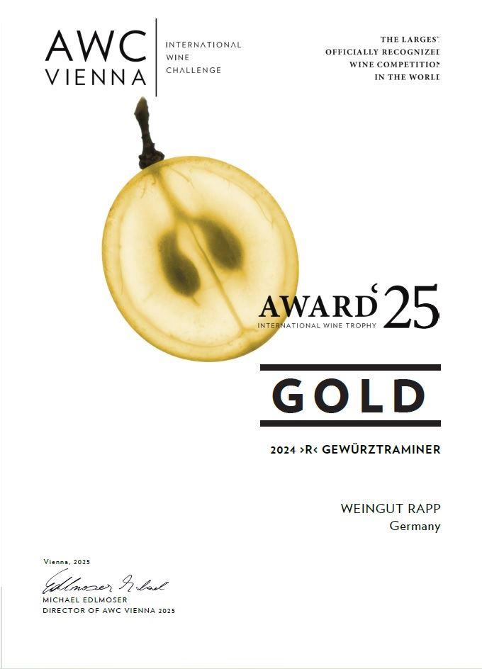 Traminer Gold Auszeichnung  Weingut Rapp Dörrenbach